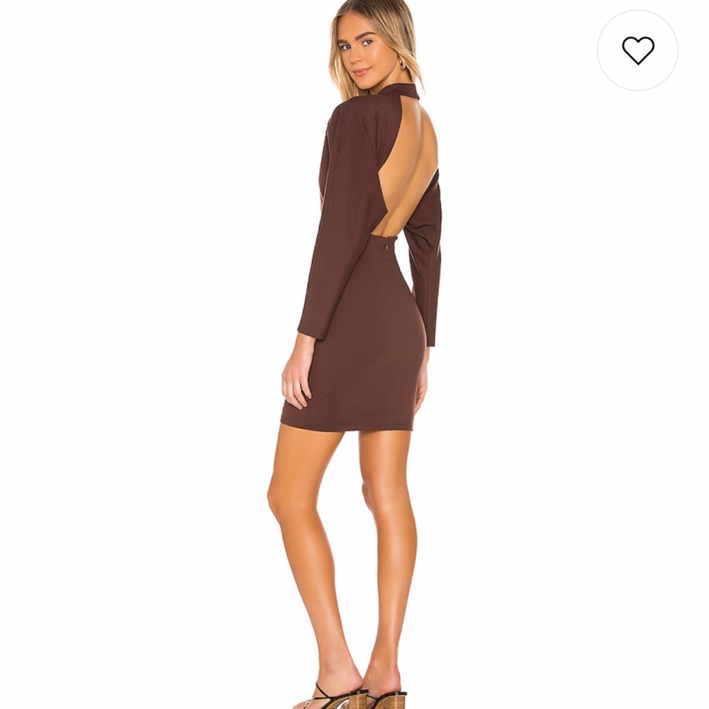 Brand New Brown Finola Long Sleeve Open Back Dress NWT